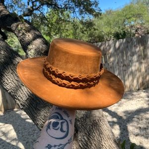 Anthropologie “braided boater” flat brim hat